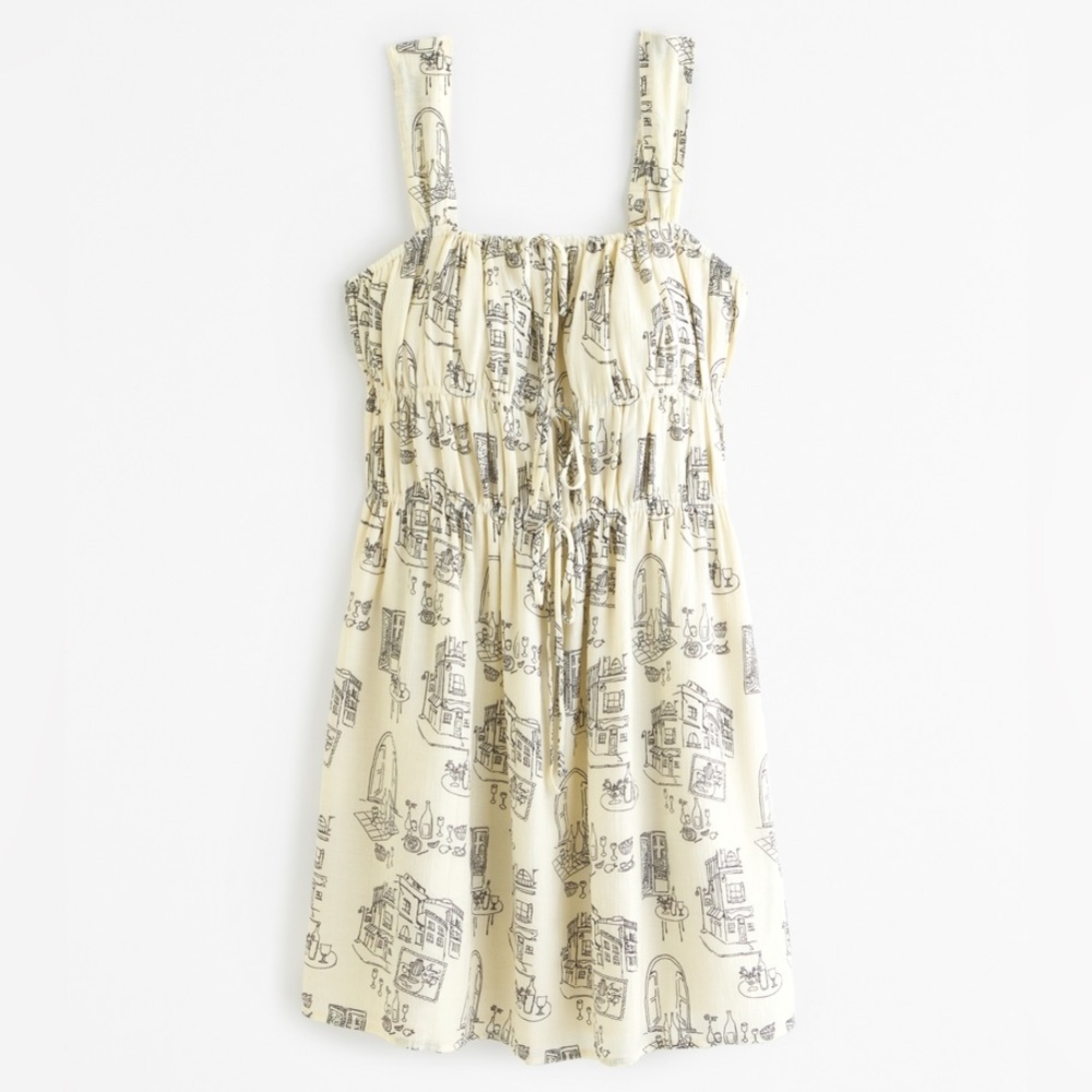 Abercrombie & Fitch Tie-Front Printed Mini Dress